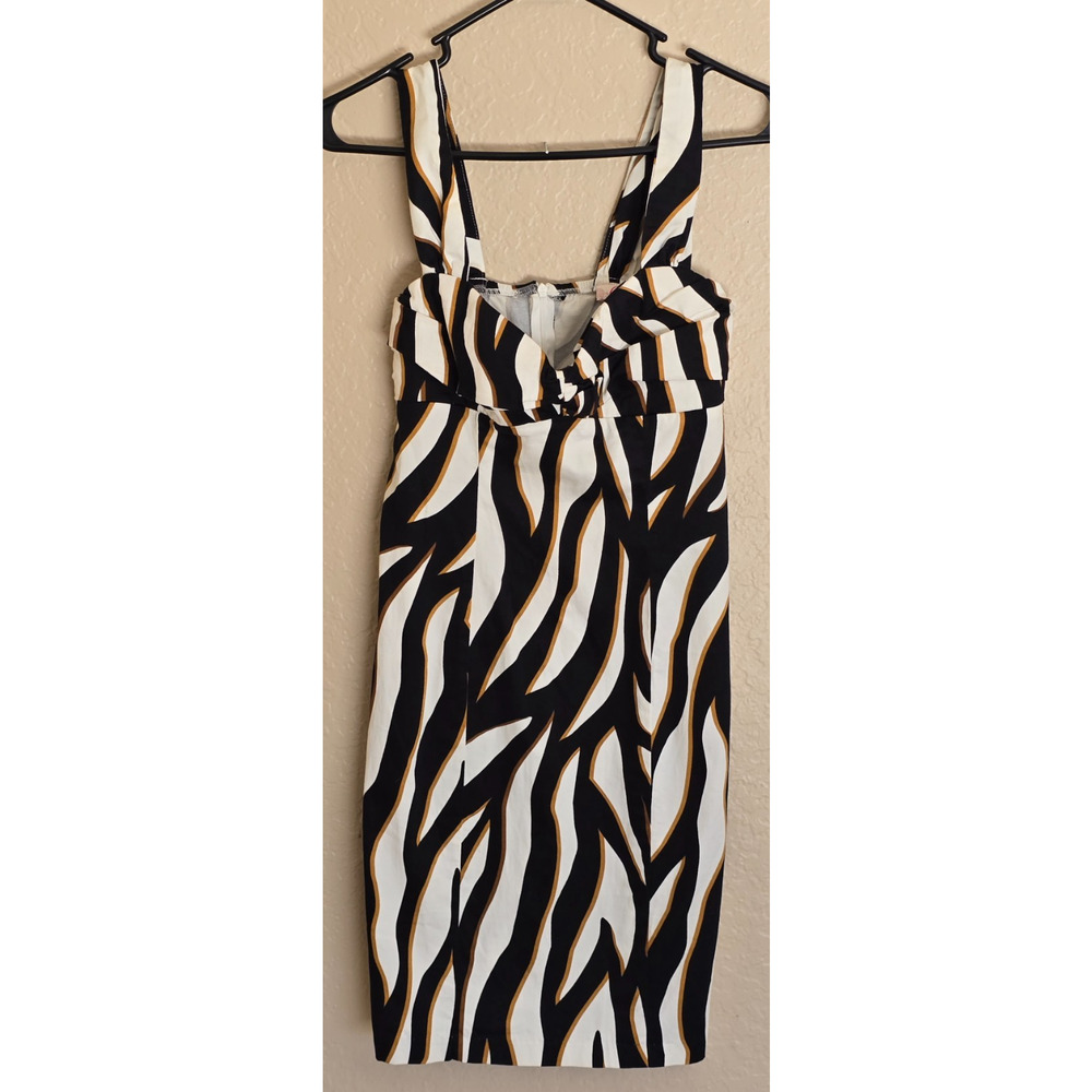 Vintage Candies Dress Women's Juniors Size 7 Black White Sleeveless Animal Print